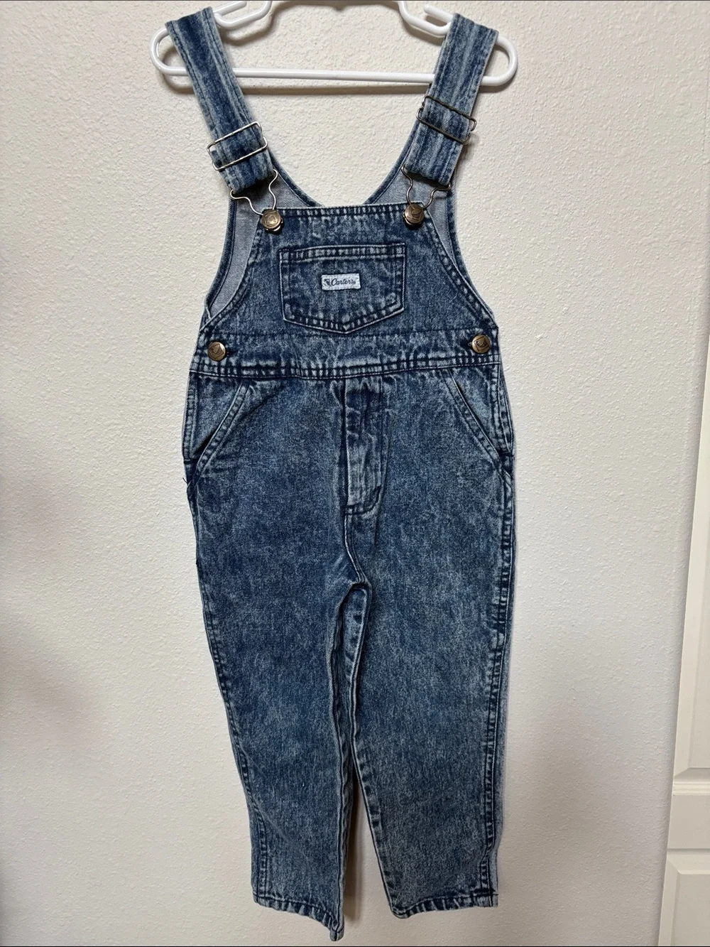 Vintage-Style Blue Denim Carter’s Overalls for Kids size 3t